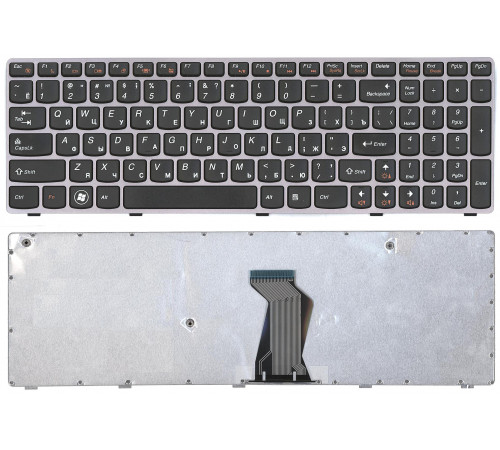 Клавиатура для ноутбука Lenovo IdeaPad B570 B580 V570 Z570 Z575 B590 черная с серой рамкой