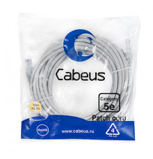 Cabeus PC-UTP-RJ45-Cat.5e-20m-LSZH Патч-корд U/UTP, категория 5е, 2xRJ45/8p8c, неэкранированный, серый, LSZH, 20м