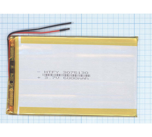 Аккумулятор Li-Pol (батарея) 3*75*130мм 2pin 3.7V/6000mAh