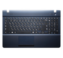Клавиатура для ноутбука Samsung NP270E5E, NP270E5V, NP270E5J, NP270E5G, NP270E5U черная, синяя верхняя панель в сборе