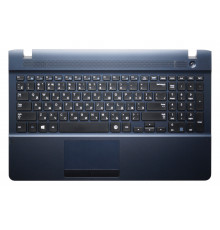 Клавиатура для ноутбука Samsung NP270E5E, NP270E5V, NP270E5J, NP270E5G, NP270E5U черная, синяя верхняя панель в сборе