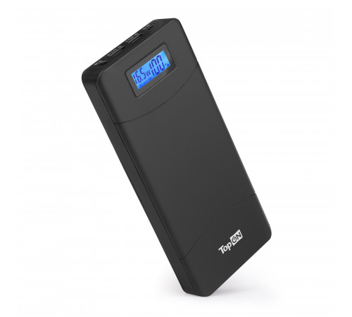 Внешний аккумулятор TopON TOP-T72 18000mAh (66.6Wh) QC 2.0, 2 USB для ноутбука, планшета, смартфона и аккумулятора авто. Черный