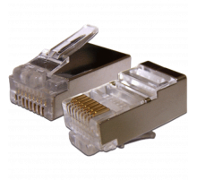 Разъём BNH, RJ45, кат. 6, экр., обжимной, для кабелей, цвет: прозрачный, со вставкой