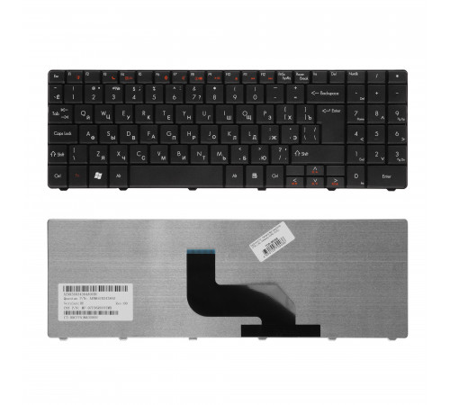 Клавиатура для ноутбука Packard Bell Easynote DT85, LJ61, LJ63, LJ65, LJ67, LJ71 Series. Г-образный Enter. Черная, без рамки. PN: MP-07F33SU-4424H.