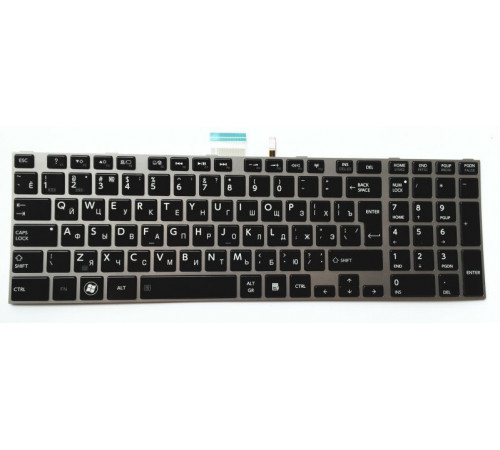 Клавиатура для ноутбука Toshiba Satellite L850, L875, P850 черная, с рамкой, с подсветкой