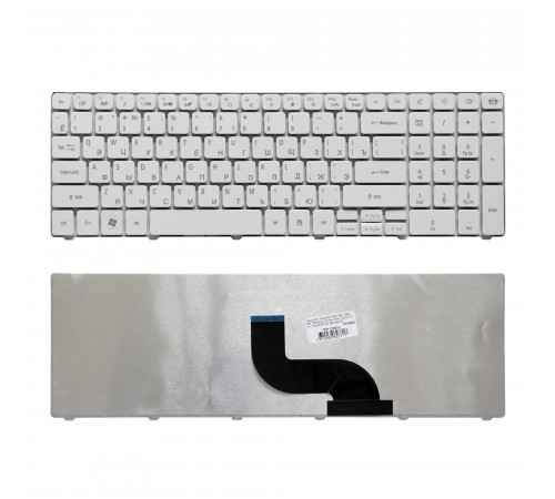 Клавиатура для ноутбука Packard Bell TM86, TX86, NEW90, PEW91 Series. Плоский Enter. Белая, без рамки. PN: MP-09B23SU-6981.