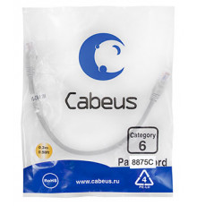 Cabeus PC-UTP-RJ45-Cat.6-0.3m-LSZH Патч-корд U/UTP, категория 6, 2xRJ45/8p8c, неэкранированный, серый, LSZH, 0.3м