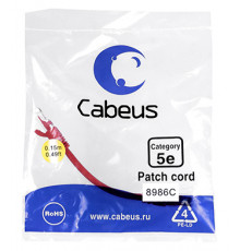 Cabeus PC-UTP-RJ45-Cat.5e-0.15m-RD-LSZH Патч-корд U/UTP, категория 5е, 2xRJ45/8p8c, неэкранированный, красный, LSZH, 0.15м