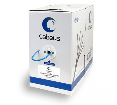 Cabeus UTP-4P-Cat.5e-SOLID-BL Кабель витая пара UTP (U/UTP), категория 5e, 4 пары 0,51мм (24 AWG), одножильный, синий (305 м)