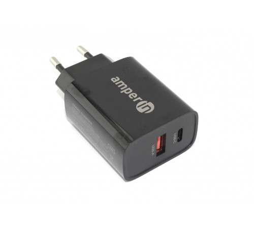 Блок питания (сетевой адаптер) Amperin USB-A, USB-C (YDS-TC030-011) 30W, black Блок питания (сетевой адаптер) Amperin USB-A, USB-C (YDS-TC030-011) 30W, black
