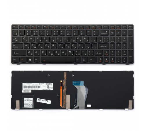 Клавиатура для ноутбука Lenovo Y580, Y580A, Y580M, Y580N, Y580P Series.Плоский Enter. Черная, с рамкой. С подсветкой. PN: 25-207343.