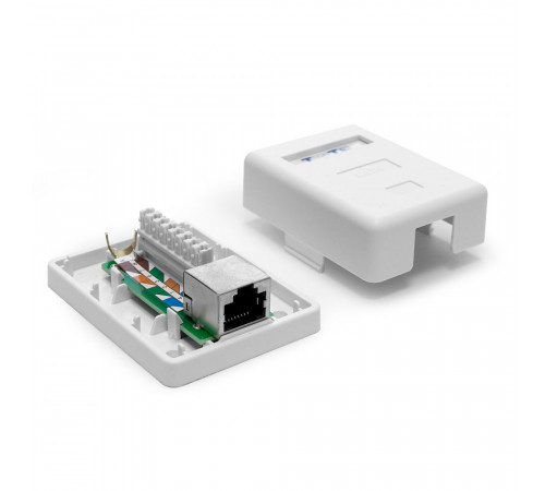 Розетка настенная, 1 порт RJ-45, категория 6, экранированная, белая, TWT-SM1-45/S6-WH