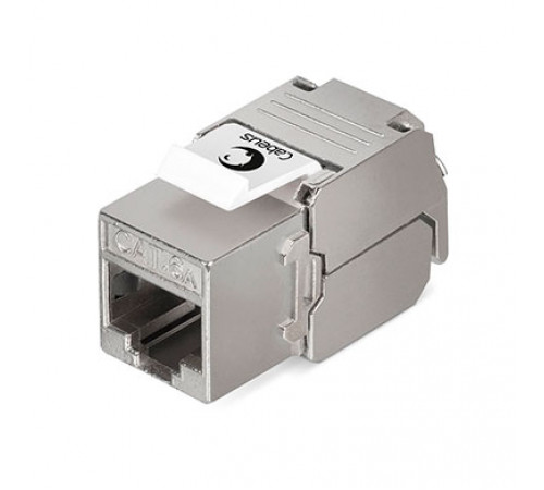 Cabeus KJ-RJ45-Cat.6A-SH-180-Toolless Вставка Keystone Jack RJ-45(8P8C), 180 градусов, категория 6A, полный экран, без инструмента Toolless, белая