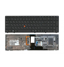 Клавиатура для ноутбука HP EliteBook 8560w черная, с рамкой, с джойстиком, с подсветкой