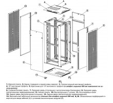 TTB-3768-DD-RAL9004 Шкаф напольный 19-дюймовый, 37U, 1833x600х800 мм (ВхШхГ), передняя и задняя распашные перфорированные двери (75%), ручка с замком,