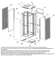 TTB-3768-DD-RAL9004 Шкаф напольный 19-дюймовый, 37U, 1833x600х800 мм (ВхШхГ), передняя и задняя распашные перфорированные двери (75%), ручка с замком,