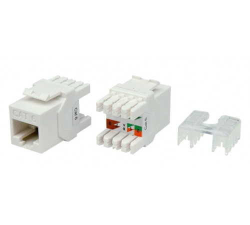 KJ8-8P8C-C6-180-WH Вставка Keystone Jack RJ-45(8P8C), категория 6, тип 180 градусов, белая Hyperline