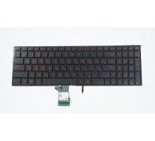 Клавиатура для ноутбука Asus G501, G501J, G501JW, G501V, G501VW, N501, N501J, N501JW, N501V, N501VW, Q501, UX501, черная, кнопки красные, с подсветкой