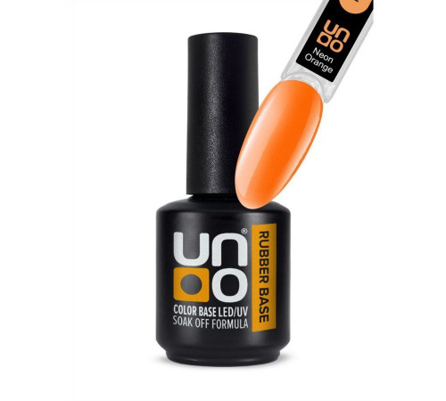 Uno Камуфлирующее базовое покрытие для гель-лака / Rubber Color Base Gel, Neon Orange, 12 г