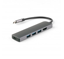 USB-концентратор IQFuture IQ-C5 Type-C USB Hub 5 в 1, USB-C PD, 3 порта USB 3.0, HDMI, кабель Type-C 12 см