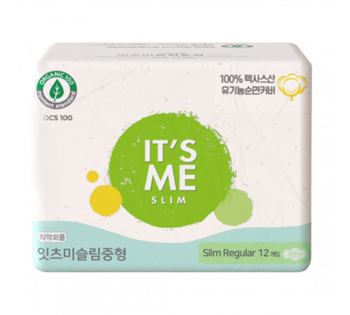 IT'S ME Прокладки женские гигиенические с крылышками / Slim Organic Cotton Pads Regular, 250 мм, 3 капли, 12 шт.