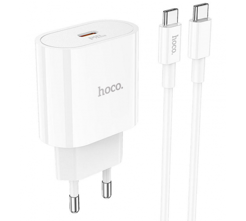 Блок питания (сетевой адаптер) HOCO C94A Metro 1xUSB-C с кабелем Type-C-Type-C, 3.0A, 20W, белый Блок питания (сетевой адаптер) HOCO C94A Metro 1xUSB-C с кабелем Type-C-Type-C, 3.0A, 20W, белый