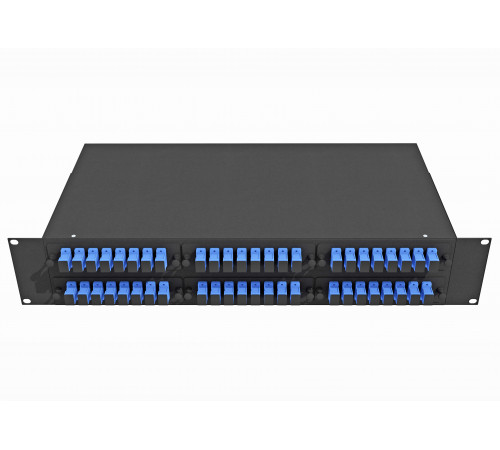 Кросс оптический стоечный 19", 48 SC/UPC адаптеров, одномодовый, 2U, черный, укомплектованный, TopLAN