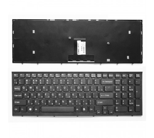 Клавиатура для ноутбука Sony Vaio VPC-EB Series. Плоский Enter. Черная, с черной рамкой. PN: 148792871.