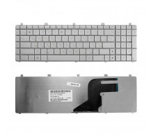 Клавиатура для ноутбука Asus N55, N55S, N75, N75S, X5QS Series. Плоский Enter. Серебристая, без рамки. PN: AENJ5700030