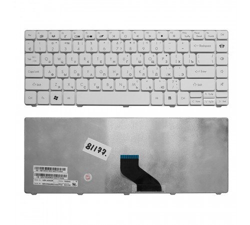 Клавиатура для ноутбука Packard Bell EasyNote NM85, NM86, NM87 Series. Плоский Enter. Белая, без рамки. PN: NSK-AM30R.