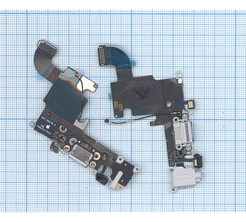 Шлейф разъема питания с аудио-разъемом для iPhone 6S серый