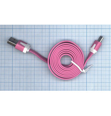 Плоский кабель Color USB-microUSB 1.0m USB-2.0 Pink (Розовый)