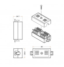 Проходной адаптер (coupler), Dual IDC, категория 5e, 4 пары, экранированный Hyperline