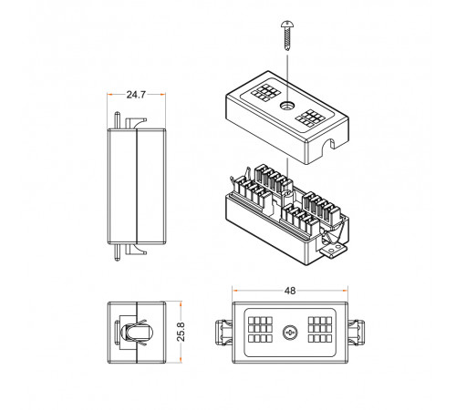 Проходной адаптер (coupler), Dual IDC, категория 5e, 4 пары, экранированный Hyperline