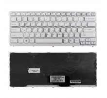 Клавиатура для ноутбука Sony Vaio VPC-CW, VGN-CW Series. Плоский Enter. Белая. С белой рамкой. PN: NSK-S7A0R.