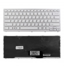Клавиатура для ноутбука Sony Vaio VPC-CW, VGN-CW Series. Плоский Enter. Белая. С белой рамкой. PN: NSK-S7A0R.