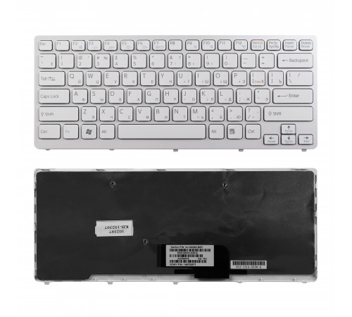 Клавиатура для ноутбука Sony Vaio VPC-CW, VGN-CW Series. Плоский Enter. Белая. С белой рамкой. PN: NSK-S7A0R.