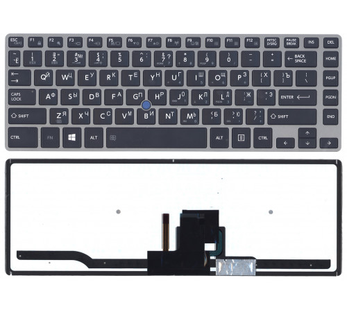 Клавиатура для ноутбука Toshiba Z40 черная с подсветкой и серой рамкой