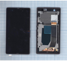 Дисплей для Sony Xperia Z черный с фиолетовой рамкой