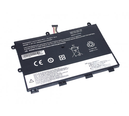 Аккумуляторная батарея для ноутбука Lenovo ThinkPad Yoga 11e (45N1750-2S2P) 7.4V 4400mAh OEM черная