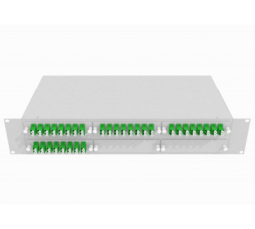 Кросс оптический стоечный 19", 64 LC/APC адаптеров, одномодовый, 2U, серый, укомплектованный, TopLAN