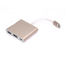 Адаптер Type-C на USB, HDMI 4K Type-С для MacBook золотой