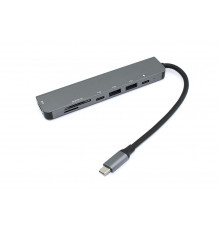 Адаптер Type C на HDMI, PD+, USB 3.0*2 + SD/TF для MacBook серебро