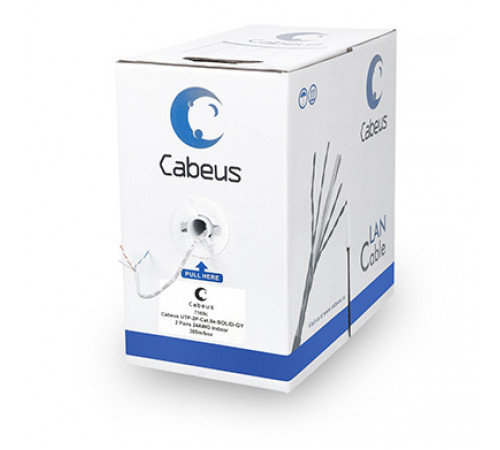 Cabeus UTP-2P-Cat.5e-SOLID-GY Кабель витая пара UTP (U/UTP), категория 5e, 2 пары 0,5мм (24 AWG) , одножильный, серый (305 м)