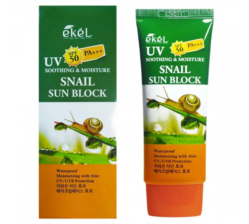 Ekel Солнцезащитный крем с муцином улитки / Soothing & Moisture Snail Sun Block SPF50 PA+++, 70 мл