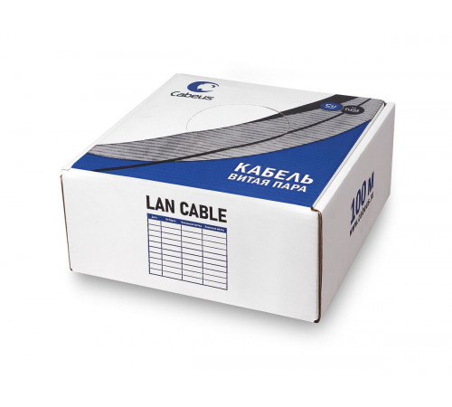 Cabeus UTP-4P-Cat.6-SOLID-LSLTx-GN-100 Кабель витая пара UTP (U/UTP), категория 6, 4 пары (23 AWG), одножильный, нг(А)-LSLTx, зеленый (100 м)