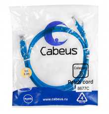 Cabeus PC-UTP-RJ45-Cat.6-1m-BL Патч-корд U/UTP, категория 6, 2xRJ45/8p8c, неэкранированный, синий, PVC, 1м