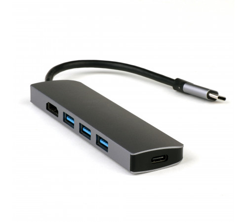 USB-концентратор Type-C USB Hub 5 в 1. USB 3.0, USB-C, HDMI. Кабель 12 см.