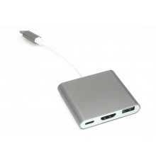 Адаптер Type-C на USB, HDMI 4K Type-С для MacBook серый