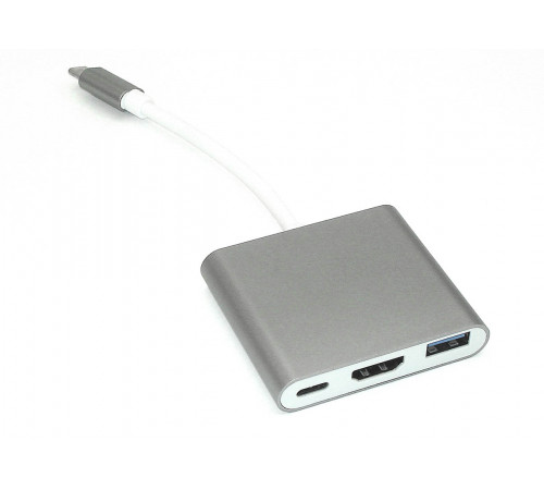 Адаптер Type-C на USB, HDMI 4K Type-С для MacBook серый